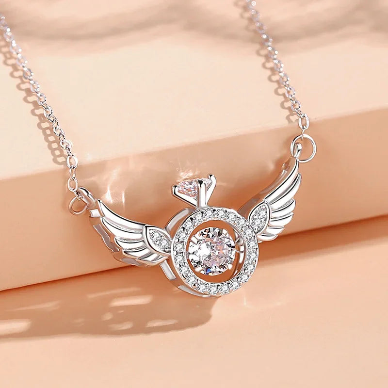 Angelic Radiance Winged Heart Necklace