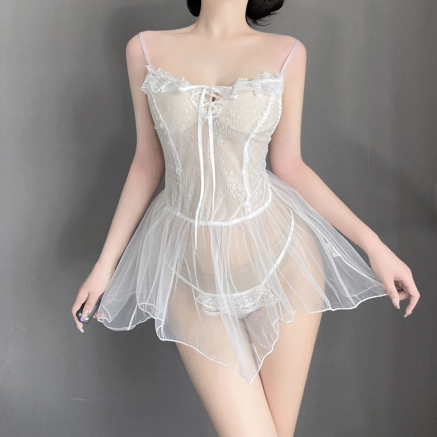 Midnight Lace Ruffle Lingerie